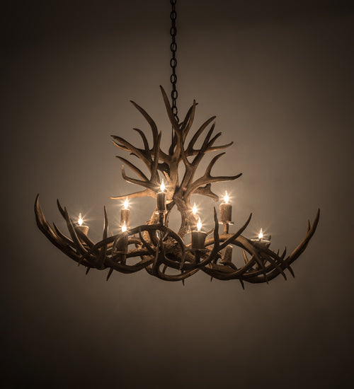 Meyda Lighting Antlers 45" 10-Light Antique Copper Mule Deer Chandelier