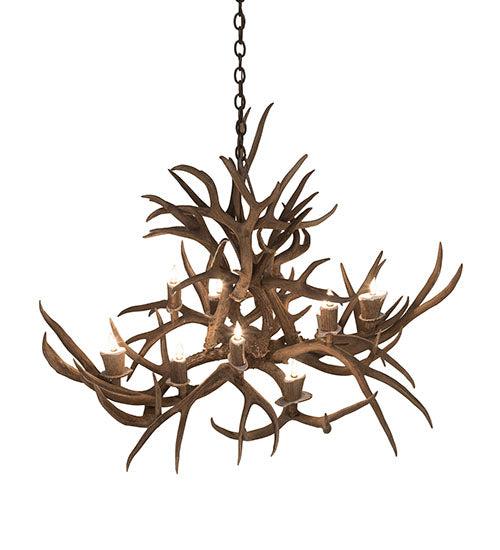 Meyda Lighting Antlers 45" 10-Light Antique Copper Mule Deer Chandelier