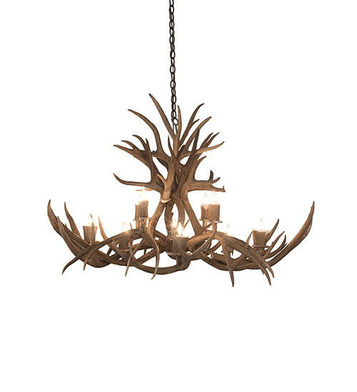 Meyda Lighting Antlers 45" 10-Light Antique Copper Mule Deer Chandelier