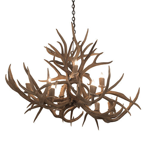 Meyda Lighting Antlers 45" 10-Light Antique Copper Mule Deer Chandelier