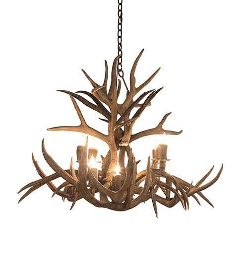 Meyda Lighting Antlers 45" 10-Light Antique Copper Mule Deer Chandelier
