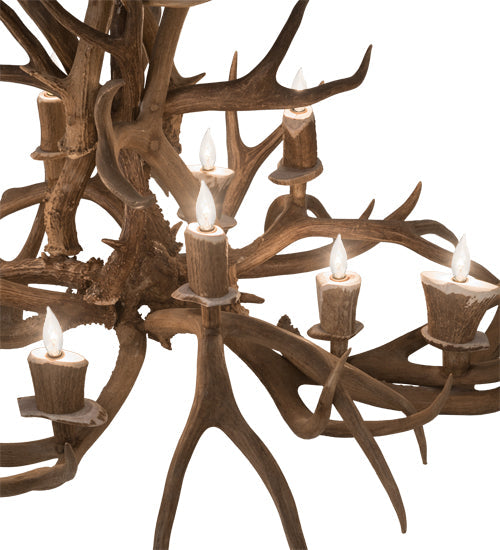 Meyda Lighting Antlers 45" 10-Light Antique Copper Mule Deer Chandelier