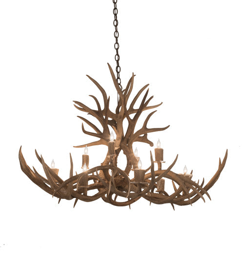 Meyda Lighting Antlers 45" 10-Light Antique Copper Mule Deer Chandelier
