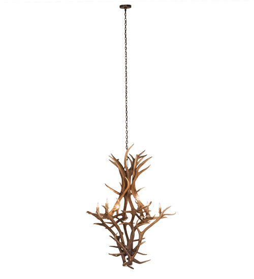 Meyda Lighting Antlers 48" 8-Light Antique Copper Elk & Mule Deer Chandelier