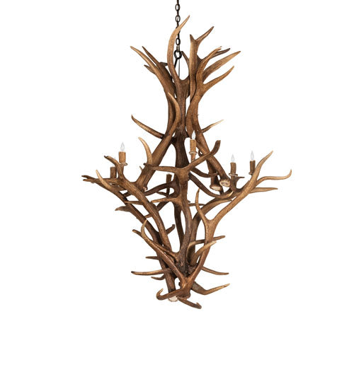 Meyda Lighting Antlers 48" 8-Light Antique Copper Elk & Mule Deer Chandelier