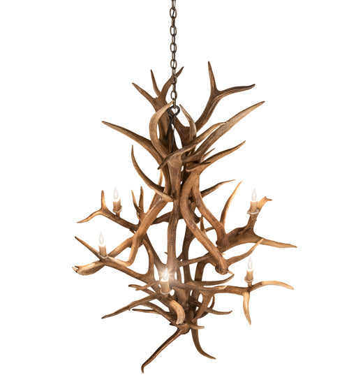 Meyda Lighting Antlers 48" 8-Light Antique Copper Elk & Mule Deer Chandelier