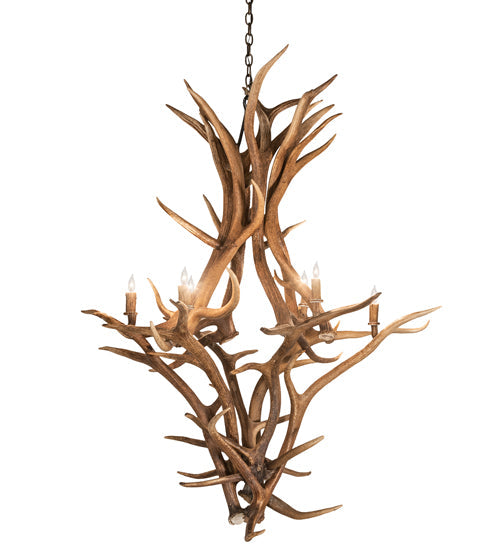 Meyda Lighting Antlers 48" 8-Light Antique Copper Elk & Mule Deer Chandelier