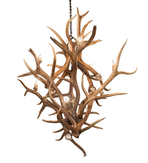 Meyda Lighting Antlers 48" 8-Light Antique Copper Elk & Mule Deer Chandelier