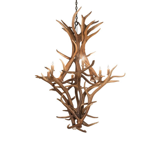 Meyda Lighting Antlers 48" 8-Light Antique Copper Elk & Mule Deer Chandelier