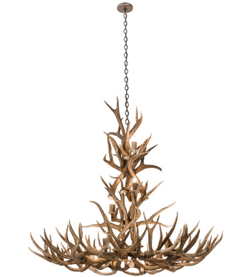 Meyda Lighting Antlers 52" 12-Light Antique Copper Mule Deer Chandelier