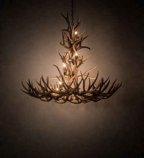 Meyda Lighting Antlers 52" 12-Light Antique Copper Mule Deer Chandelier