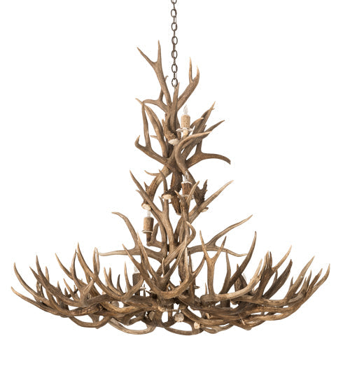 Meyda Lighting Antlers 52" 12-Light Antique Copper Mule Deer Chandelier