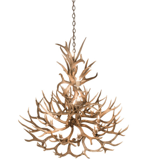 Meyda Lighting Antlers 52" 12-Light Antique Copper Mule Deer Chandelier