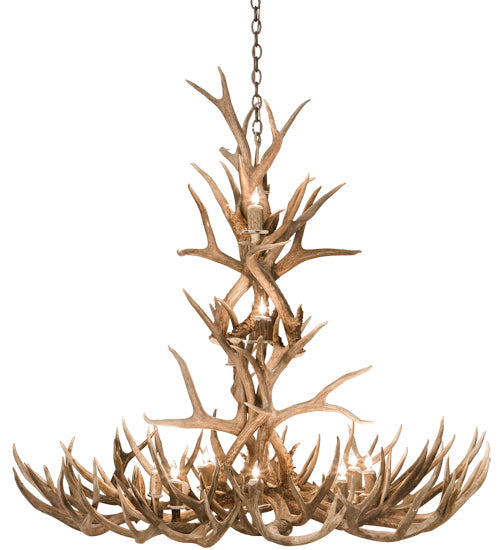 Meyda Lighting Antlers 52" 12-Light Antique Copper Mule Deer Chandelier