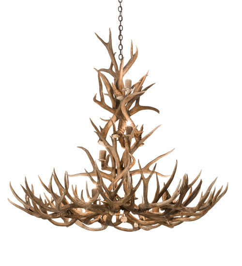 Meyda Lighting Antlers 52" 12-Light Antique Copper Mule Deer Chandelier
