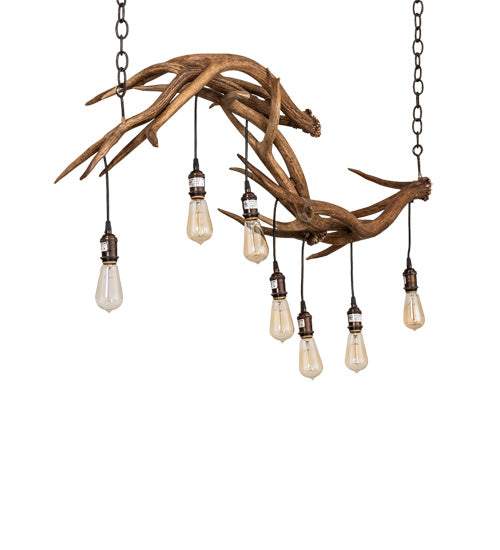 Meyda Lighting Antlers 52" 7-Light Antique Copper Island Chandelier