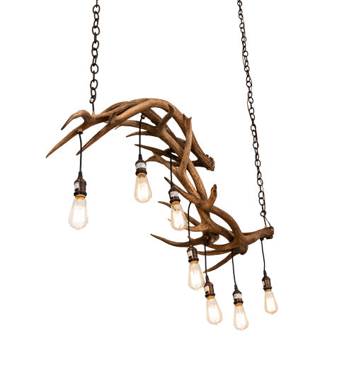 Meyda Lighting Antlers 52" 7-Light Antique Copper Island Chandelier