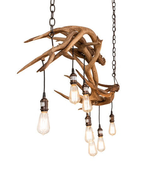 Meyda Lighting Antlers 52" 7-Light Antique Copper Island Chandelier