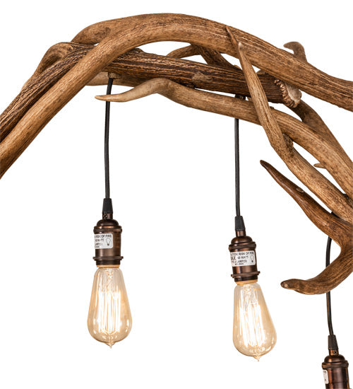 Meyda Lighting Antlers 52" 7-Light Antique Copper Island Chandelier