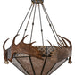 Meyda Lighting Antlers 54" 8-Light Dark Burnished Antique Copper Moose Inverted Pendant Light With Silver Mica Shade Glass