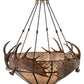 Meyda Lighting Antlers 54" 8-Light Dark Burnished Antique Copper Moose Inverted Pendant Light With Silver Mica Shade Glass
