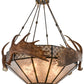Meyda Lighting Antlers 54" 8-Light Dark Burnished Antique Copper Moose Inverted Pendant Light With Silver Mica Shade Glass