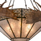 Meyda Lighting Antlers 54" 8-Light Dark Burnished Antique Copper Moose Inverted Pendant Light With Silver Mica Shade Glass