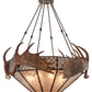 Meyda Lighting Antlers 54" 8-Light Dark Burnished Antique Copper Moose Inverted Pendant Light With Silver Mica Shade Glass