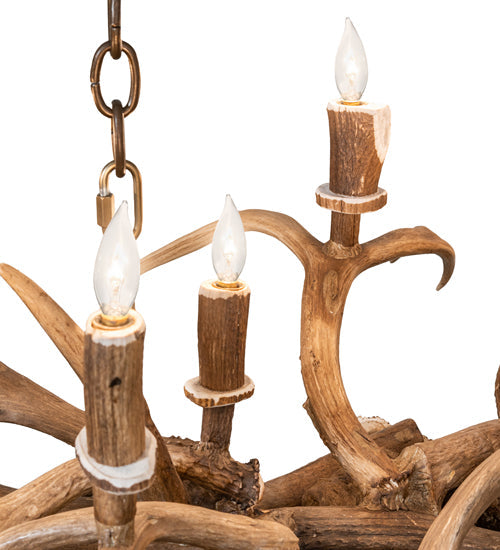 Meyda Lighting Antlers 55" 10-Light Antique Copper Island Chandelier