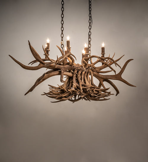 Meyda Lighting Antlers 55" 10-Light Antique Copper Island Chandelier