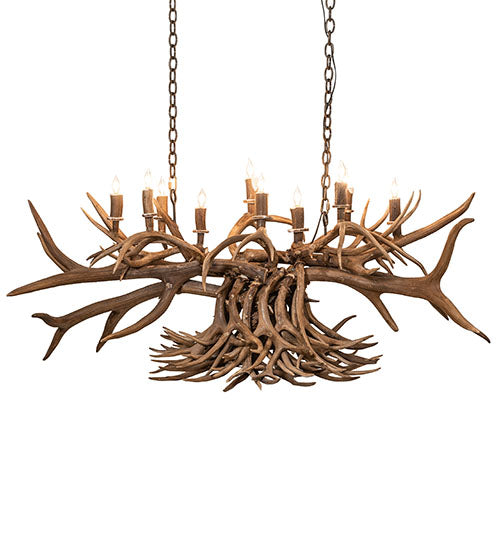 Meyda Lighting Antlers 55" 10-Light Antique Copper Island Chandelier
