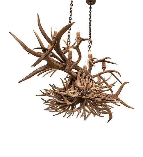 Meyda Lighting Antlers 55" 10-Light Antique Copper Island Chandelier