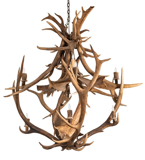 Meyda Lighting Antlers 55" 10-Light Mahogany Bronze Elk & Fallow Deer Chandelier
