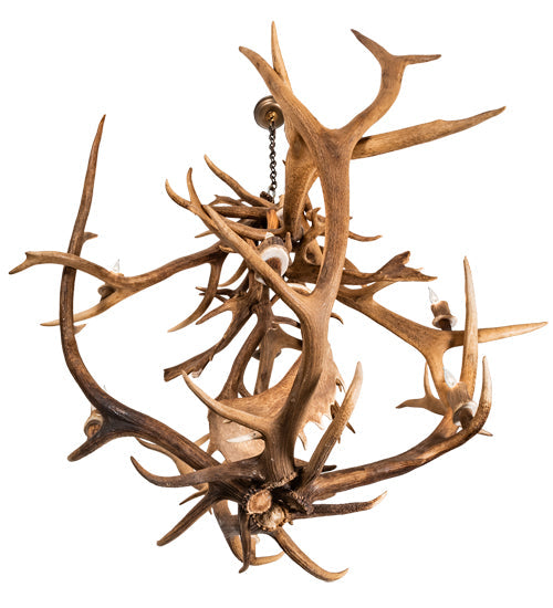 Meyda Lighting Antlers 55" 10-Light Mahogany Bronze Elk & Fallow Deer Chandelier