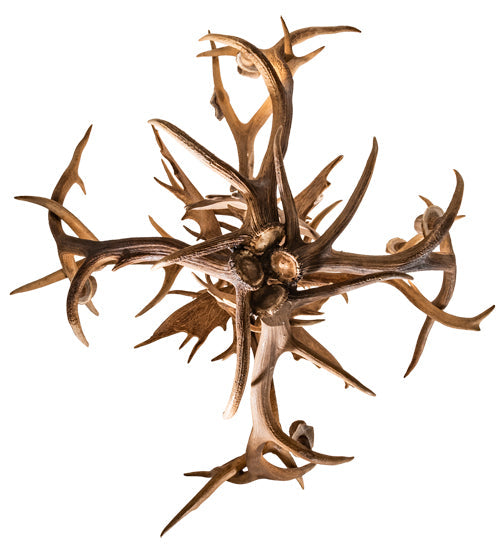 Meyda Lighting Antlers 55" 10-Light Mahogany Bronze Elk & Fallow Deer Chandelier