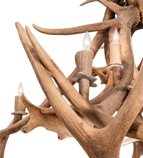 Meyda Lighting Antlers 55" 10-Light Mahogany Bronze Elk & Fallow Deer Chandelier