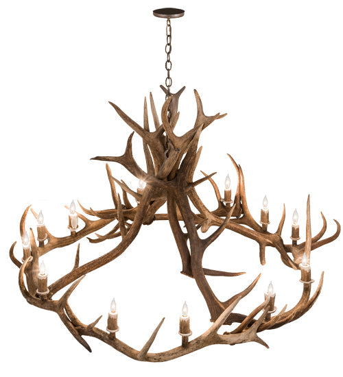 Meyda Lighting Antlers 56" 12-Light Antique Copper Elk Chandelier