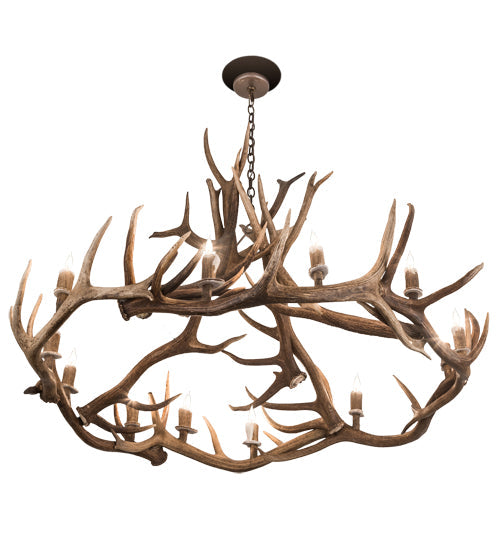 Meyda Lighting Antlers 56" 12-Light Antique Copper Elk Chandelier