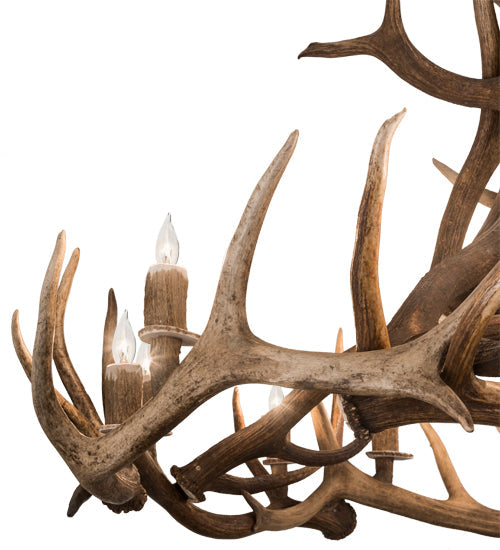 Meyda Lighting Antlers 56" 12-Light Antique Copper Elk Chandelier