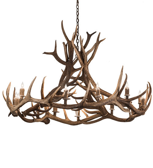 Meyda Lighting Antlers 56" 12-Light Antique Copper Elk Chandelier