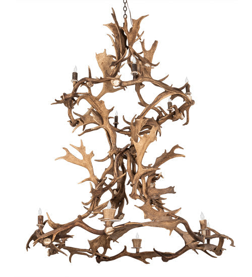 Meyda Lighting Antlers 58" 12-Light Mahogany Bronze Fallow Deer Chandelier
