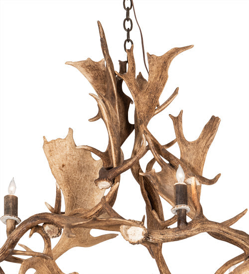 Meyda Lighting Antlers 58" 12-Light Mahogany Bronze Fallow Deer Chandelier