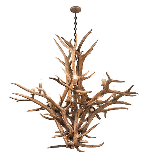 Meyda Lighting Antlers 59" 8-Light Antique Copper Elk Chandelier