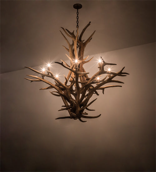 Meyda Lighting Antlers 59" 8-Light Antique Copper Elk Chandelier