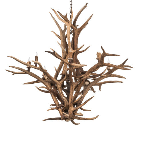 Meyda Lighting Antlers 59" 8-Light Antique Copper Elk Chandelier