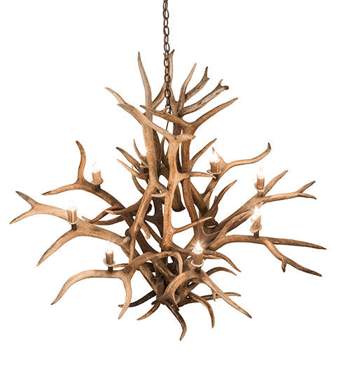 Meyda Lighting Antlers 59" 8-Light Antique Copper Elk Chandelier