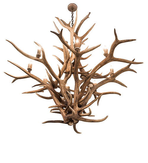 Meyda Lighting Antlers 59" 8-Light Antique Copper Elk Chandelier