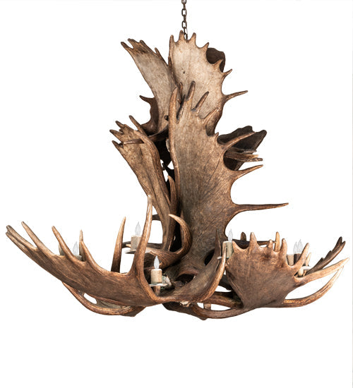 Meyda Lighting Antlers 64" 12-Light Mahogany Bronze Moose Chandelier