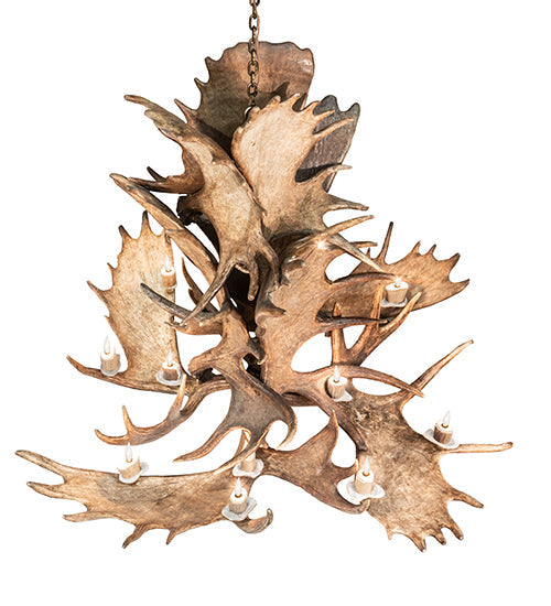 Meyda Lighting Antlers 64" 12-Light Mahogany Bronze Moose Chandelier