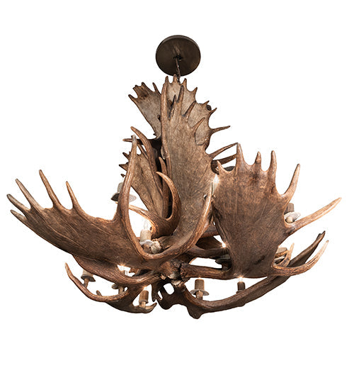 Meyda Lighting Antlers 64" 12-Light Mahogany Bronze Moose Chandelier